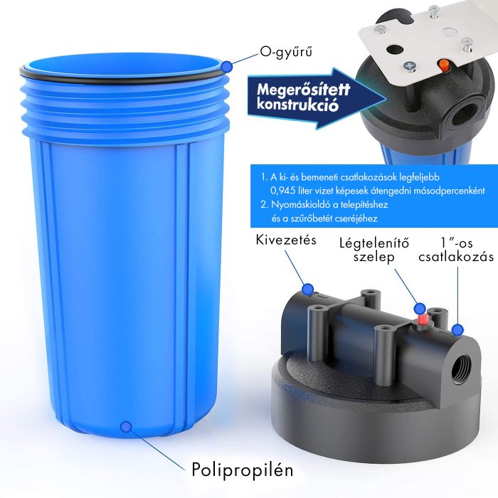 Big Blue szűrőház (10" colos) légtelenítővel, 1" colos csatlakozóval - Image 3